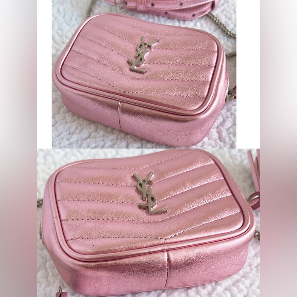 SAINT LAURENTYSL Metallic Calfskin Matelasse Monogram Baby Lou Camera Bag - Picture 6 of 16